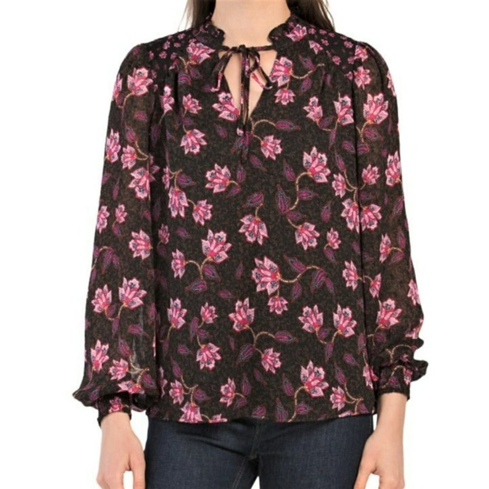NWT MAISON D'AMELIE Floral Print Puff Sleeve Blouse Top